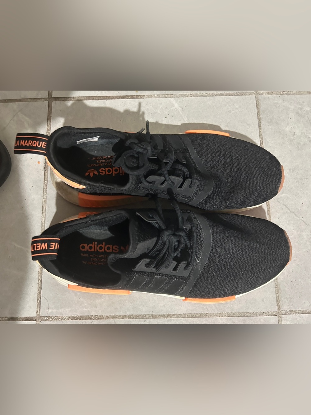 adidas Men’s Black with Orange Accent Casual Sneakers
